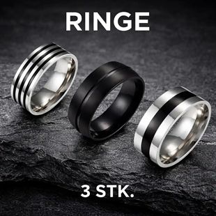 3 ringer i rustfritt stål selges samlet