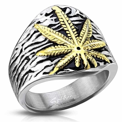 Cannabis herre ring i rustfritt stål