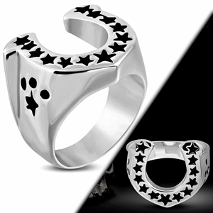 Lucky Star Horseshoe – Herrering i rustfritt stål