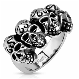 Skull ring i rustfritt stål