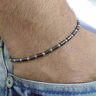Simpz hamatitt armbånd med 4 mm perler