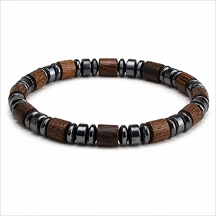 Tre & Hæmatit herrearmband
