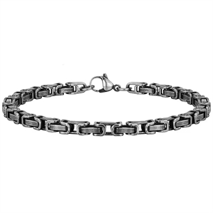 Herrearmbånd i oksidert rustfritt stål med antik sølvfinish fra marjoe.no