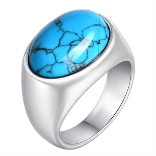 Blå herre ring i stål