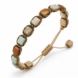 Boheme Nude Straight–Herrearmband med Naturstein