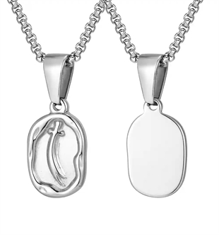 Ovalt herresmykke i rustfritt stål – 2.05x1.22 cm anheng