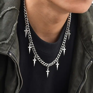 Dagger Chain halskjede i rustfritt stål – 6 mm / 50 cm