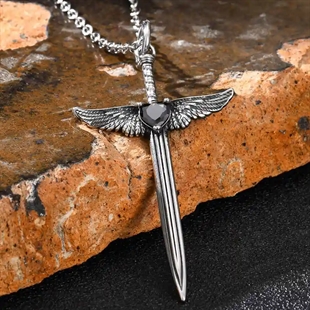 Vingesverd Halskjede i Rustfritt Stål