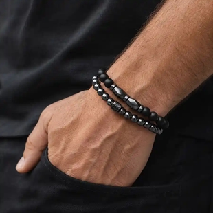 Noir Hematit Armbåndsett – Svart & Gunmetal
