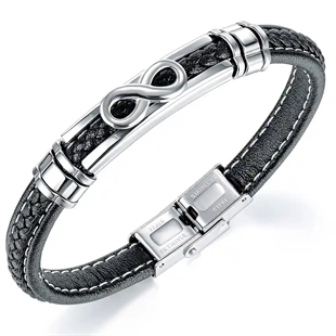 Infanti-armbånd i fiberskinn og stål.