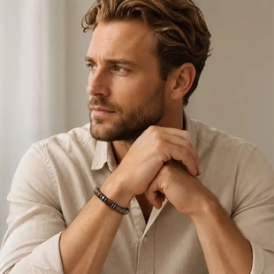 Tre & Hæmatit herrearmband