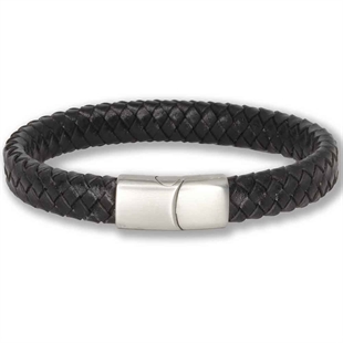 Mini Major armbånd fiberskinn med matt stållås.