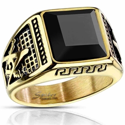 Facet square herre ring med sort onyx