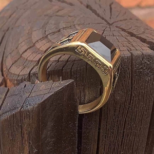 Facet square herre ring med sort onyx