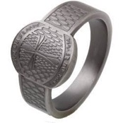 Mens ring i svart stål og effekt design.