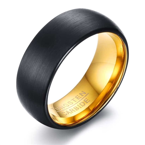 Gull / Sort tungstenring