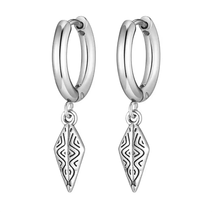 Herre hoop-ørering i rustfritt stål med nordisk hengeanheng