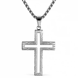 Croce Nera Milano Silver – korshalskjede til menn