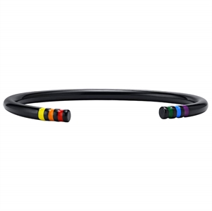 Svart LGBT Pride Bangle i rustfritt stål.