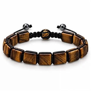 Lhasa Tiger Eye – macramé armbånd tigerauge