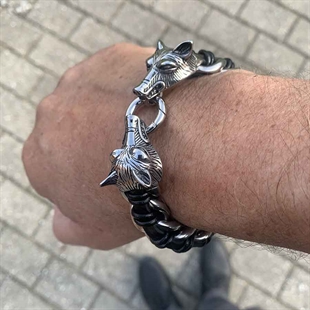 armbånd stål ulv hode