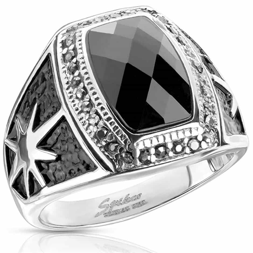 Burst herre-ring med stil og stein