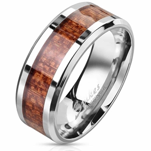 Tree inlay og rustfritt stål ring