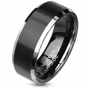 Krug svart Tungsten Carbide ring