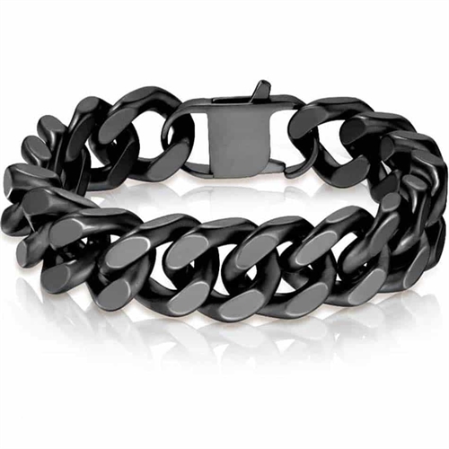  XF Matt black square armbånd i rustfritt stål / 1,6 cm