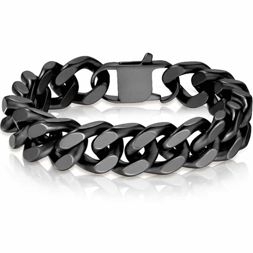  VF Matt black square armbånd i rustfritt stål / 1,2 cm