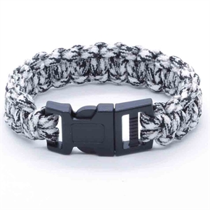 Hvit-svart paracord-armbånd 21 cm