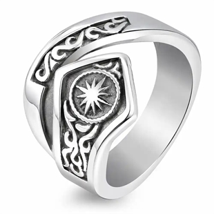 Nordisk stjernesymbol herre-ring i 316L rustfritt stål