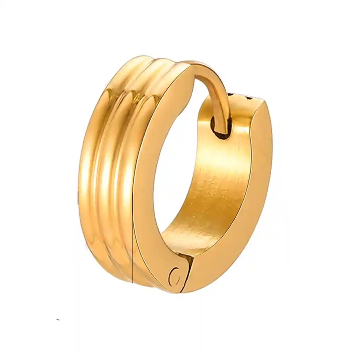 Golden Ridge Hoop – Eksklusiv Herreørering i Forgylt Stål