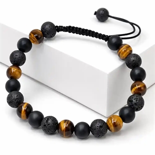 Nero Vulcano–Herrearmband med Lava & Tigerøye