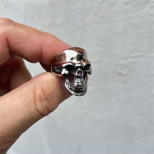 Skull biker ring i stål