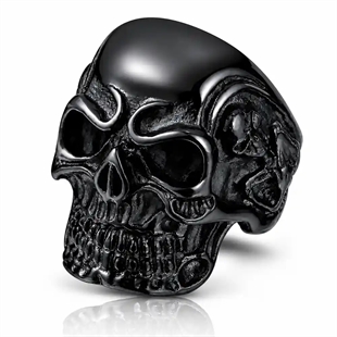 Obsidia Skull Ring – Svart herrering i stål