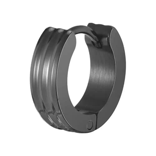 Herreørering i sort IP-belagt rustfritt stål med riflet design