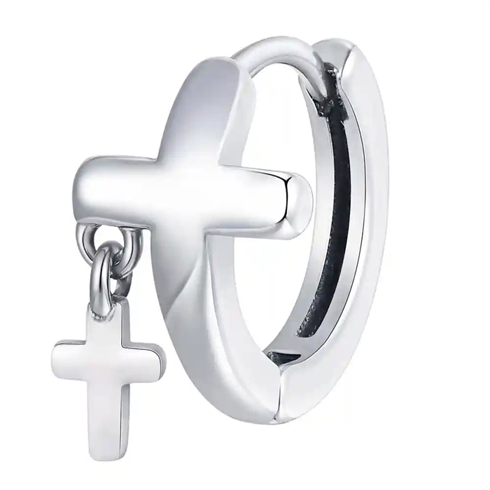 Herreørering i rustfritt stål med dobbelt korsdesign