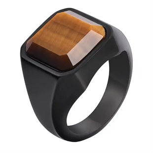 svart herrering med tiger eye stein