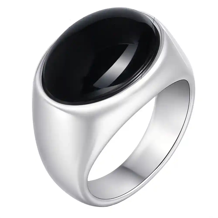 Herre ring med svart stein