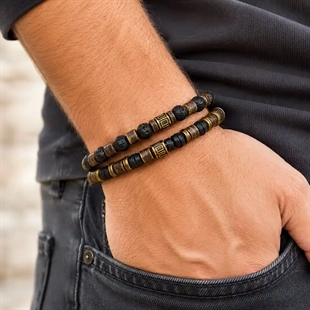Lava Spirit – Herrearmbånd i lava- og naturstein 6mm