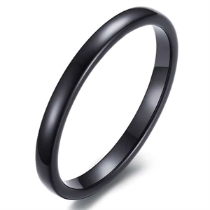 Tynn sort tungstenring