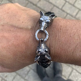 armbånd stål ulv hode